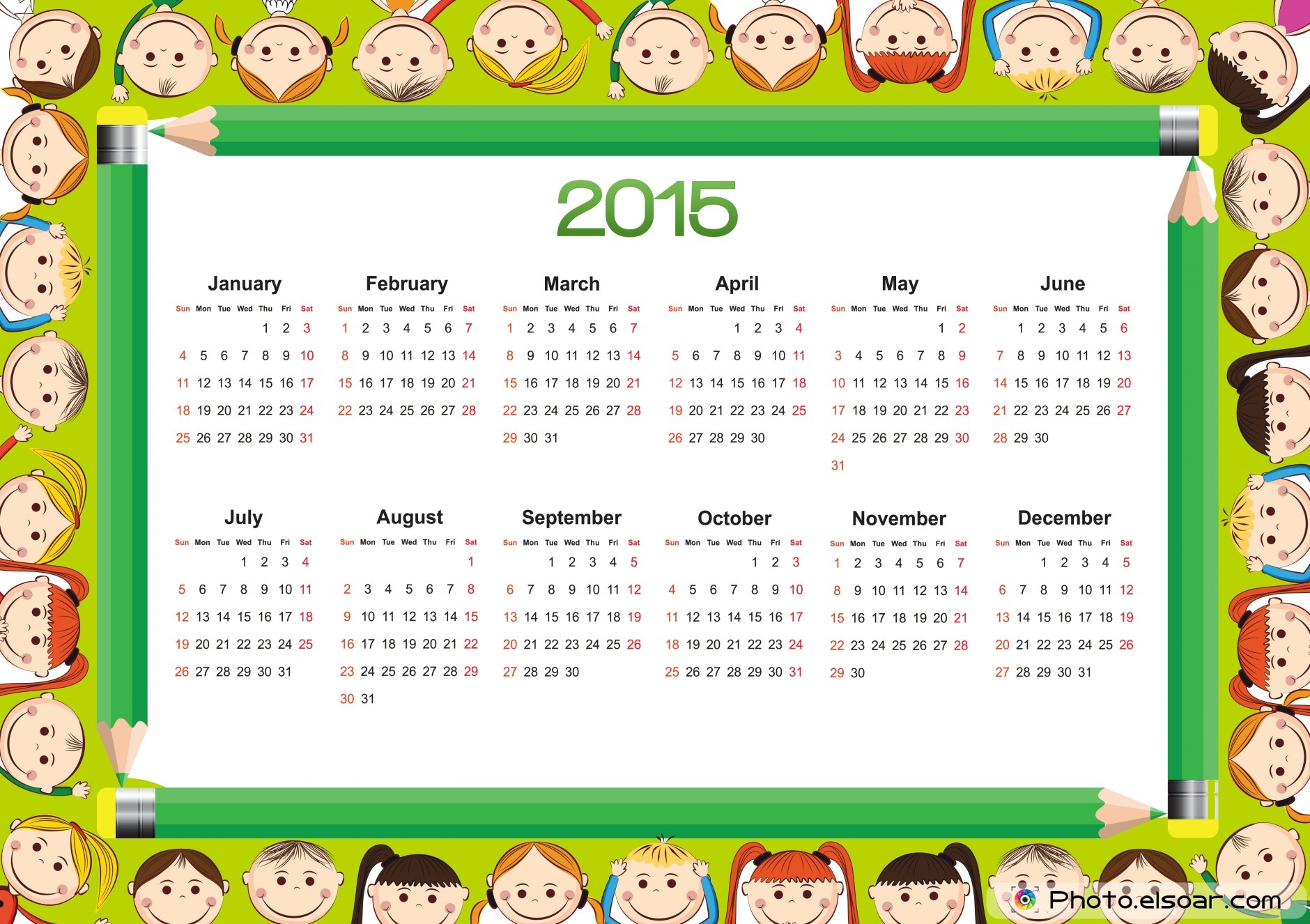 2015 Calendar Printable Kids