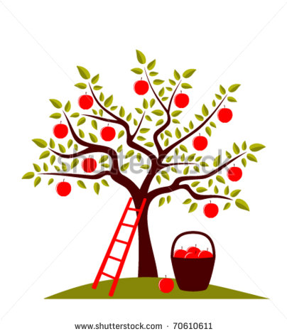 Apple Tree with Ladder Clip Art