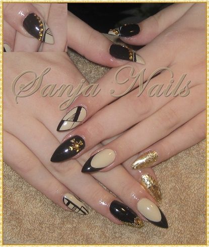 Beige and Black Nail Art