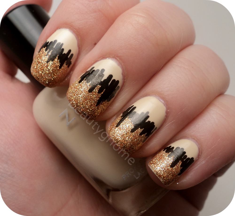 Beige and Black Nail Art