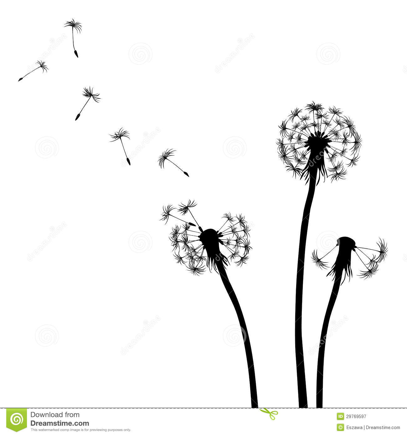 Black and White Dandelion Clip Art