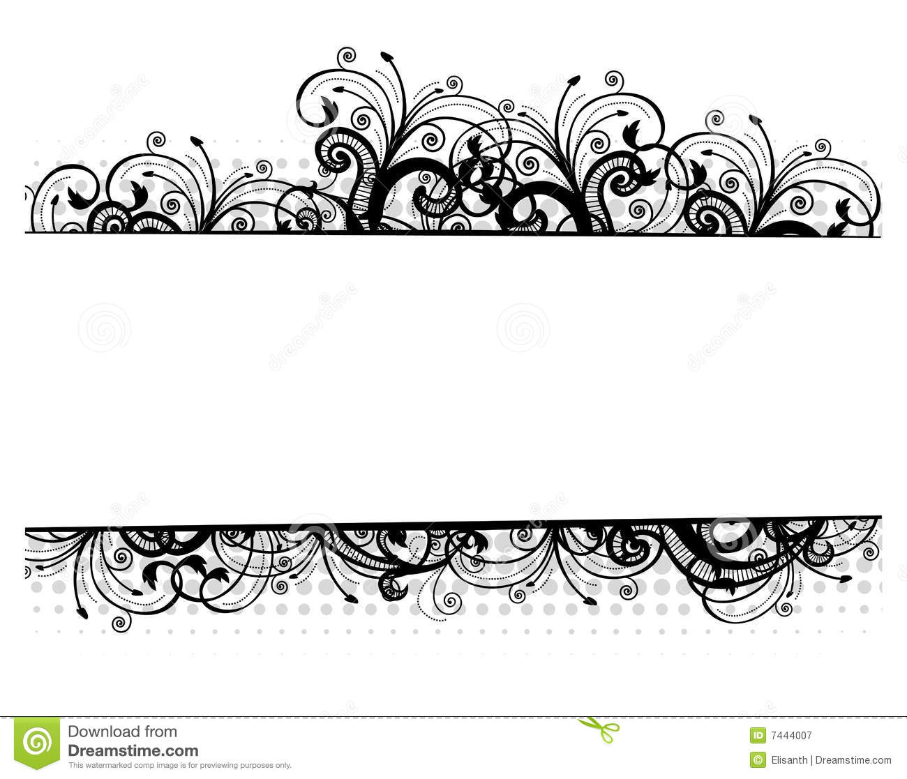 Black and White Floral Border Vector Free