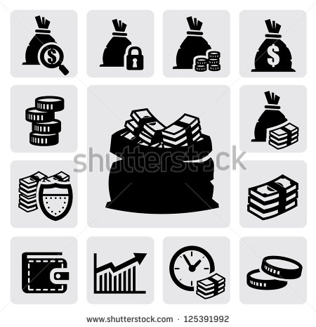 Black and White Money Icons