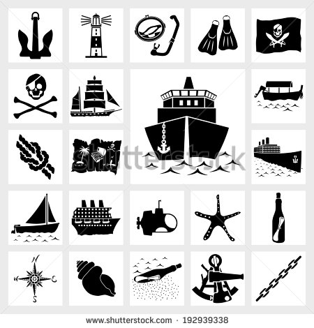 Black and White Pirate Ship Icon