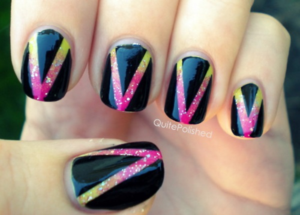 Black Glitter Gradient Nail Art Black Glitter Gradient Nail Art
