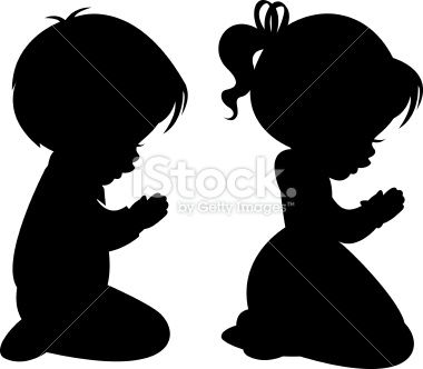 Boy and Girl Praying Silhouette