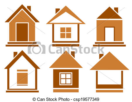 Brown and White House Clip Art