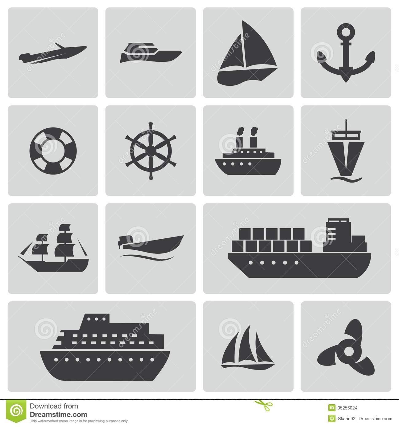 Cargo Ship Icon Black and White