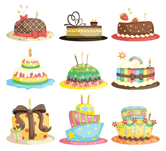 Cartoon Birthday Cake Vector