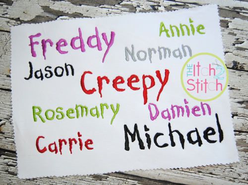 Creepy Halloween Font Embroidery Creepy Halloween Font Embroidery