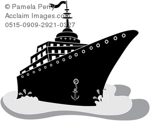 Cruise Ship Clip Art Black and White