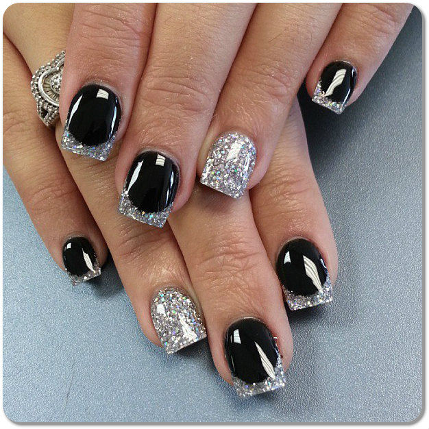 12 Black Silver Nail Polish Designs Images