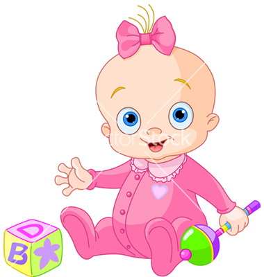 Cute Cartoon Baby Girl Clip Art