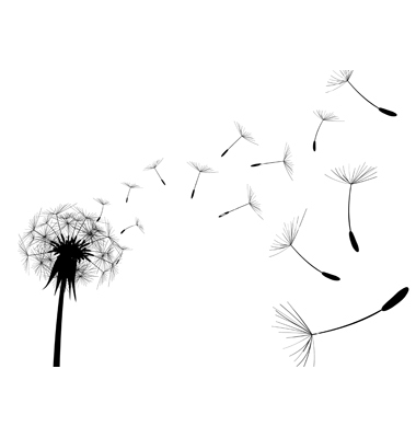 Dandelion Vector Black and White