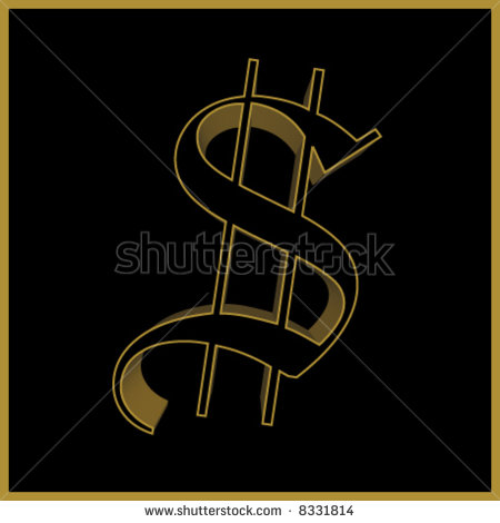 Dollar Sign Symbol with Black Background
