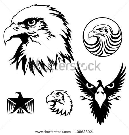 Eagle Head Clip Art in Black and White