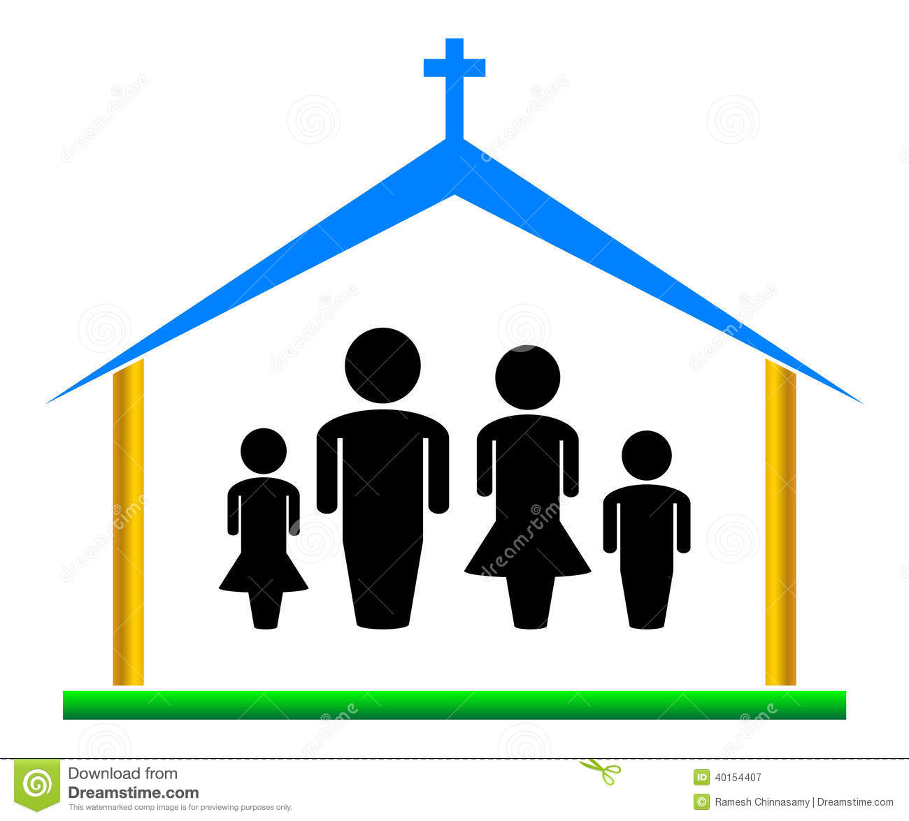 Families in Church Clip Art Free