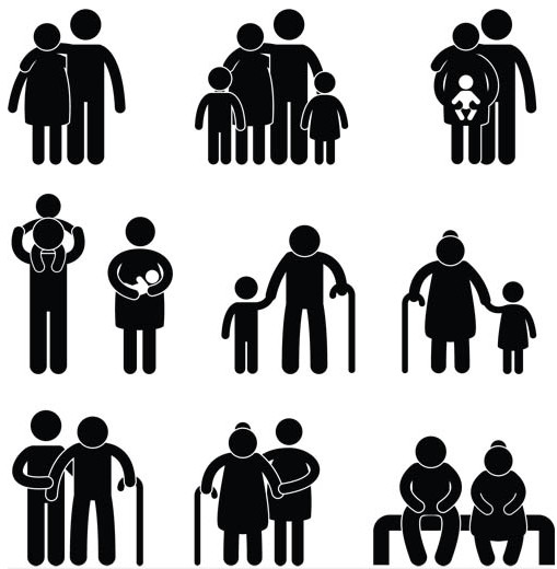8 Family Silhouette Vector Images