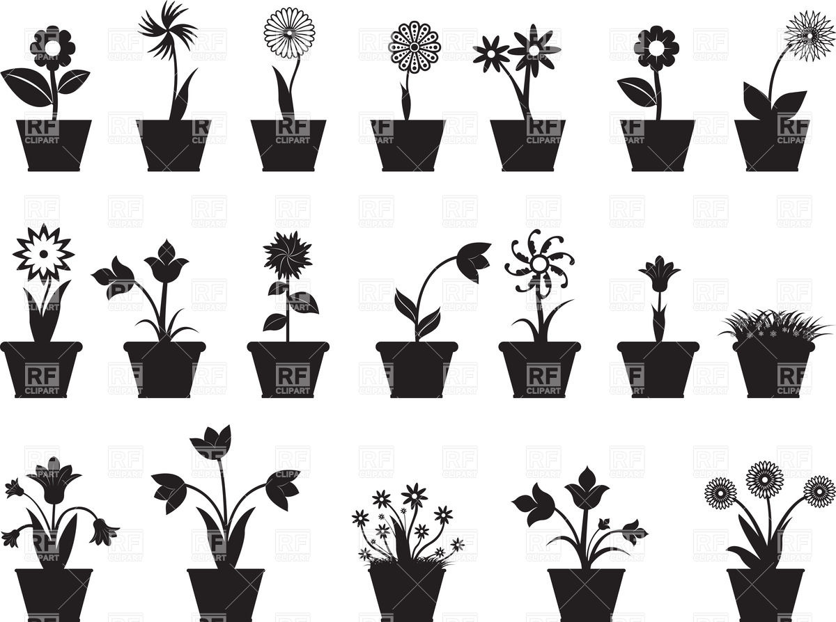 Flower Pot Silhouette Vector