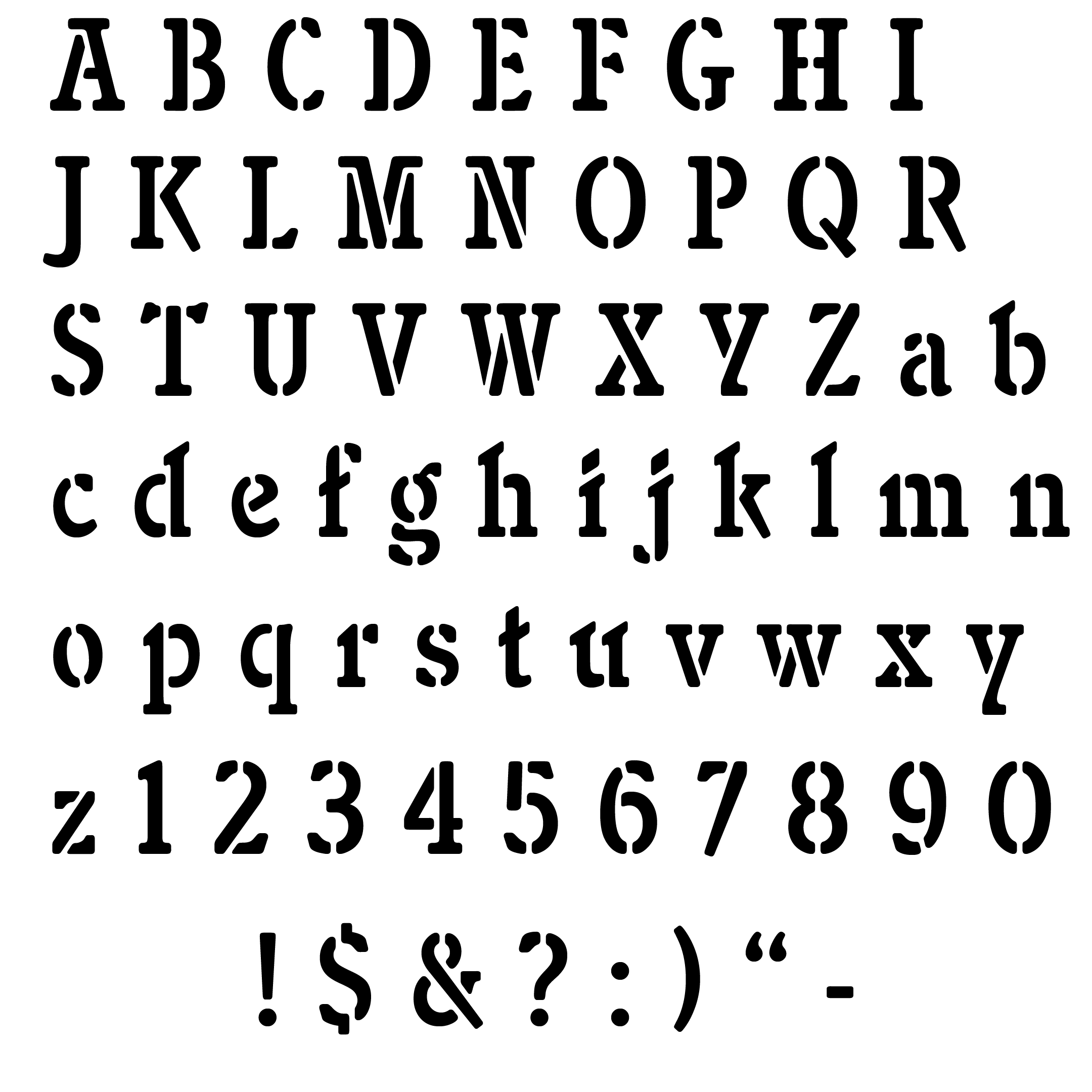 Free Alphabet Stencil Font