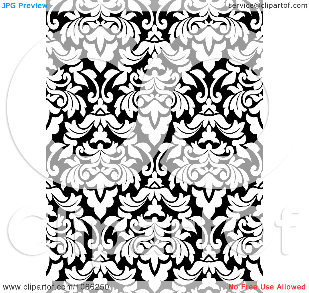 Free Clip Art Black and White Damask