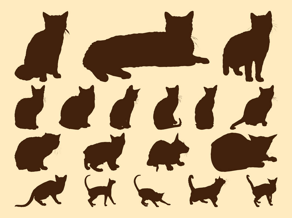 Free Vector Silhouettes Cats