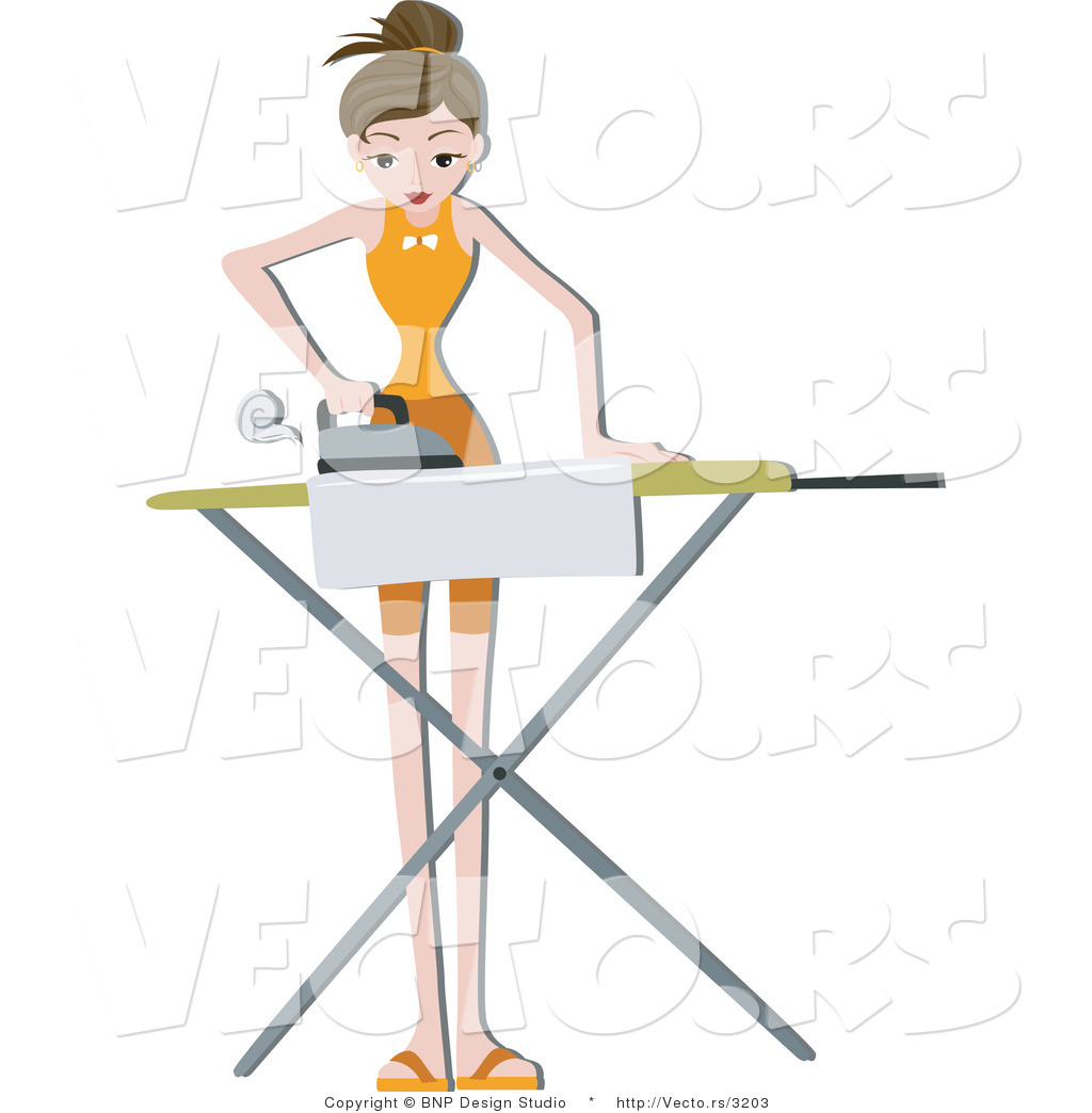 Girl Ironing Clothes Clip Art