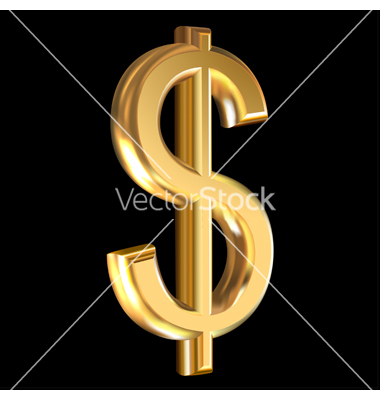 Gold Dollar Sign Black Background