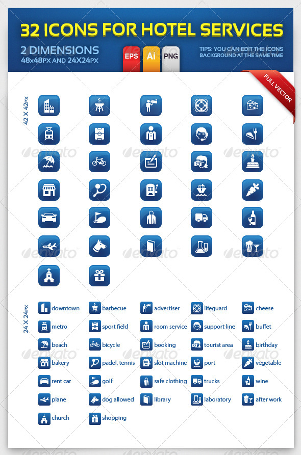 Hotelservice Icons Free Vectors