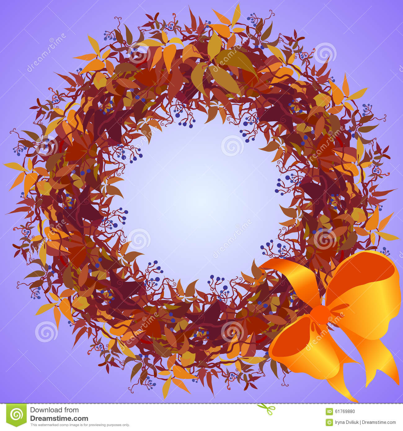 Leaf Vector Circle Frame with Bow