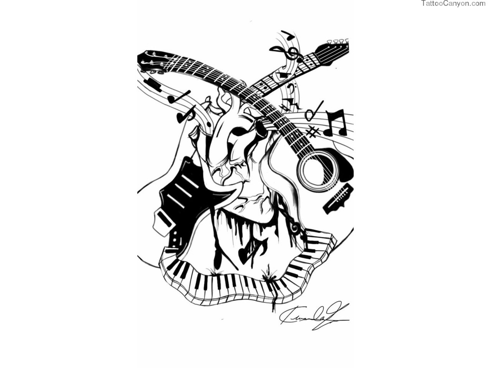 Music Instruments Tattoo Designs