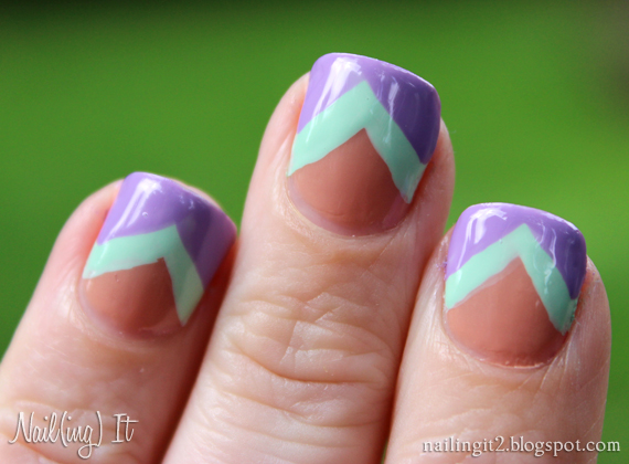 Peach Teal Nail Art Peach Teal Nail Art
