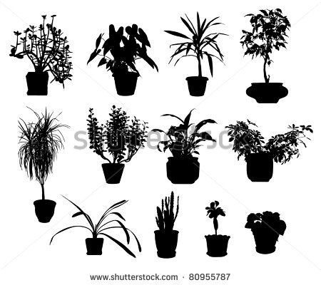 9 Potted Plants Silhouette Vector Images