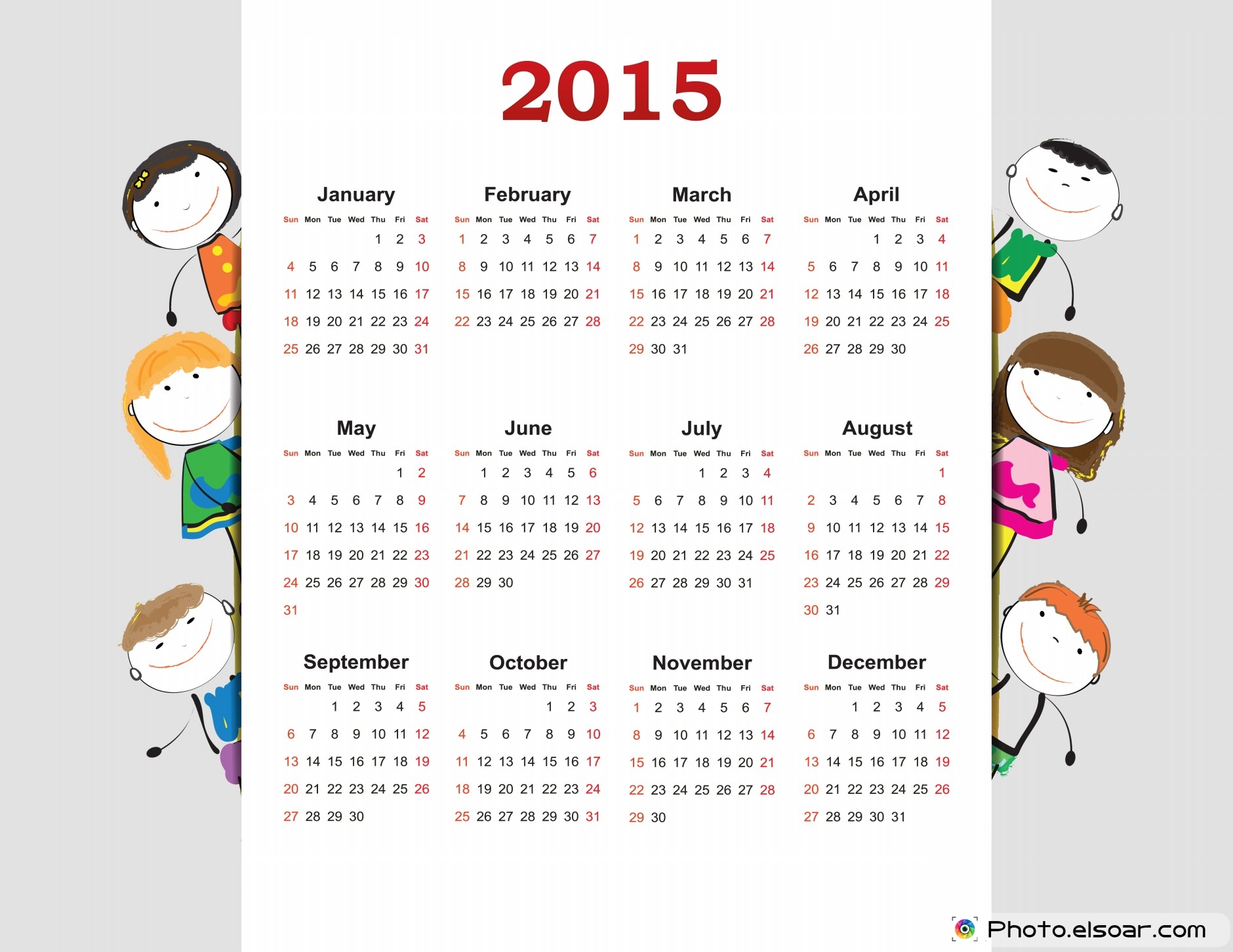 Printable 2015 Monthly Calendar Designs