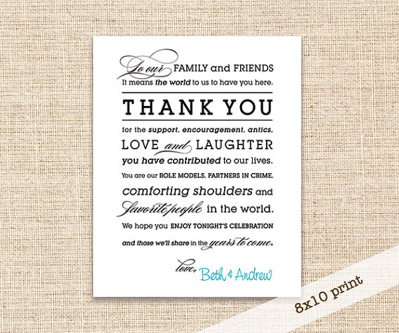 Printable Wedding Reception Thank You Signs