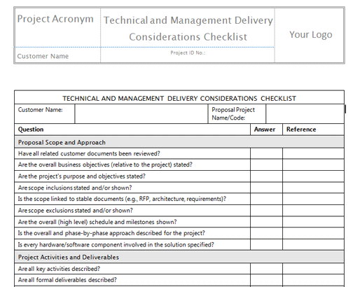 Project Scope Checklist Template