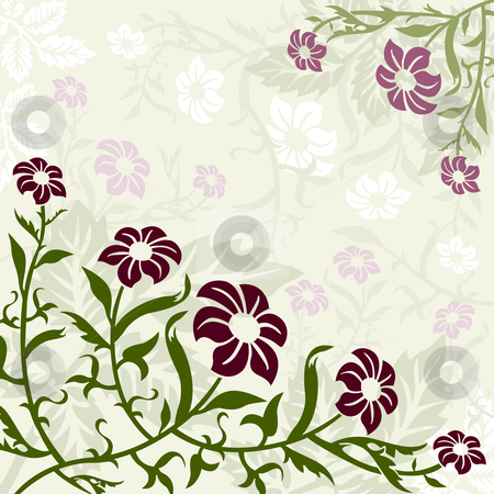 Purple and Green Floral Vector