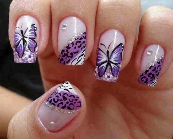 Purple Nail Designs with Butterfly