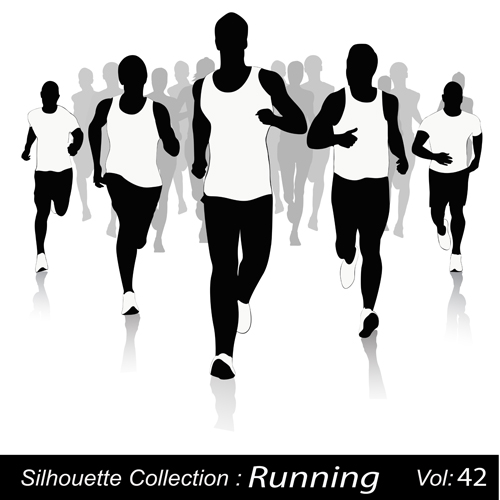 Running People Silhouette Vector