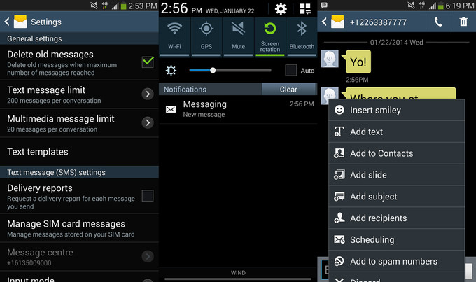 Samsung Galaxy S4 Text Message