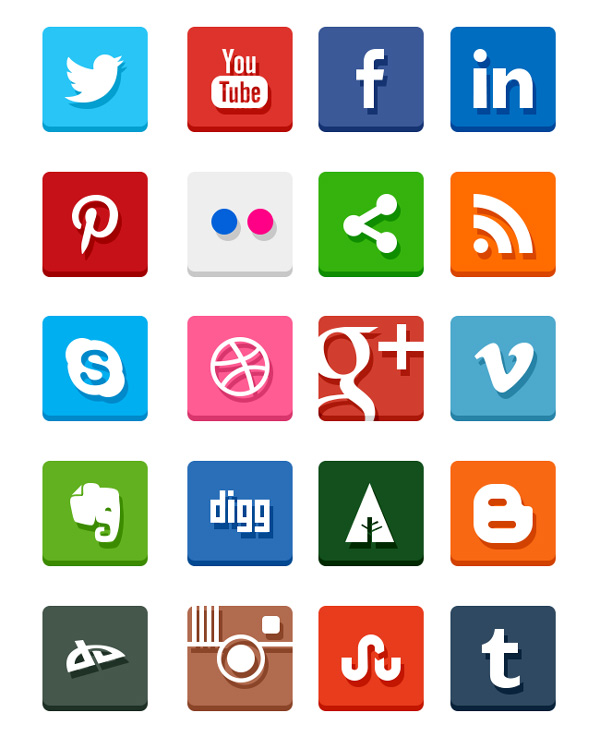 Simple Social Media Icons Flat