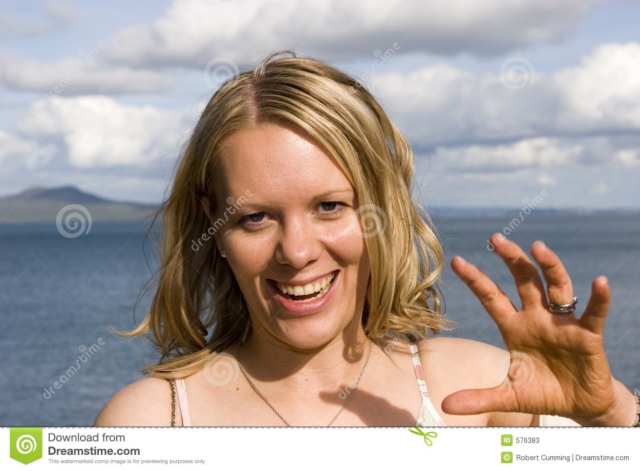 Smiling Waving Woman