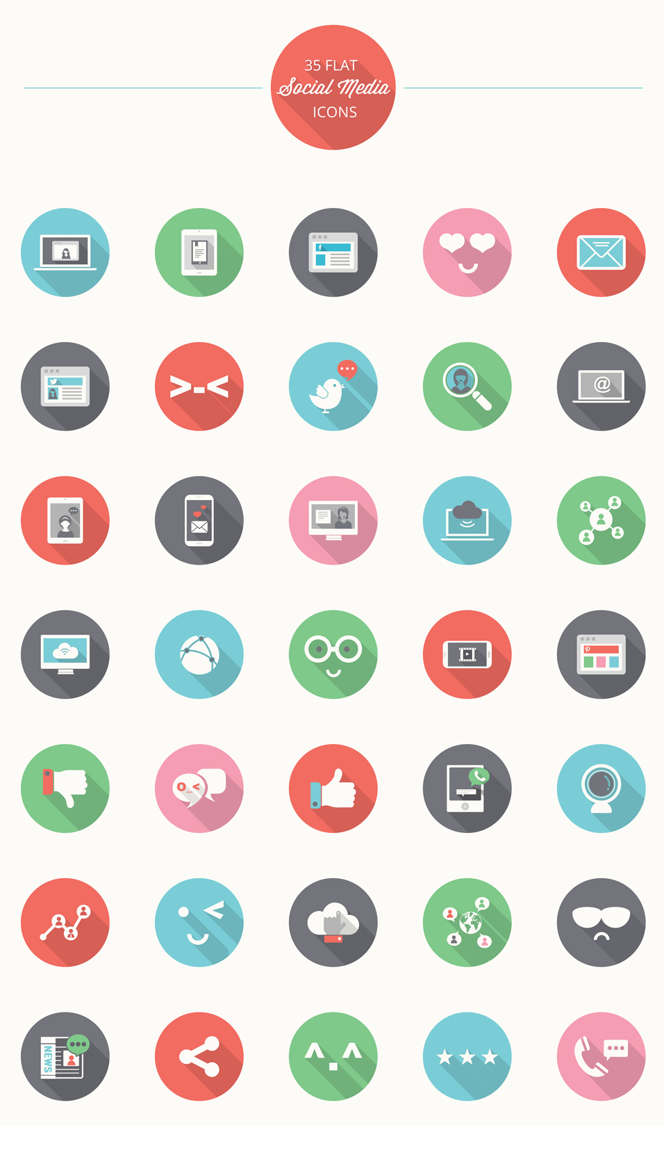 Social Media Icons Vector Flat