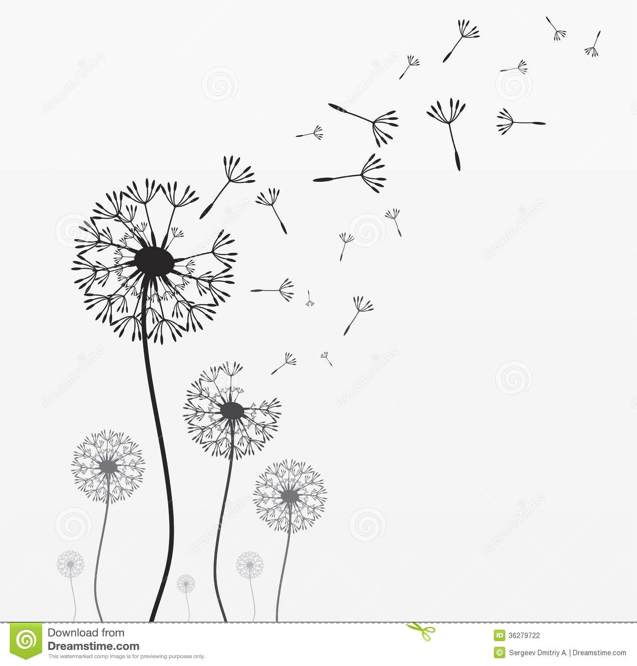 White Blowing Dandelion Clip Art