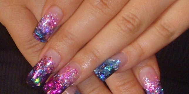 Acrylic Nails with Glitter Tips