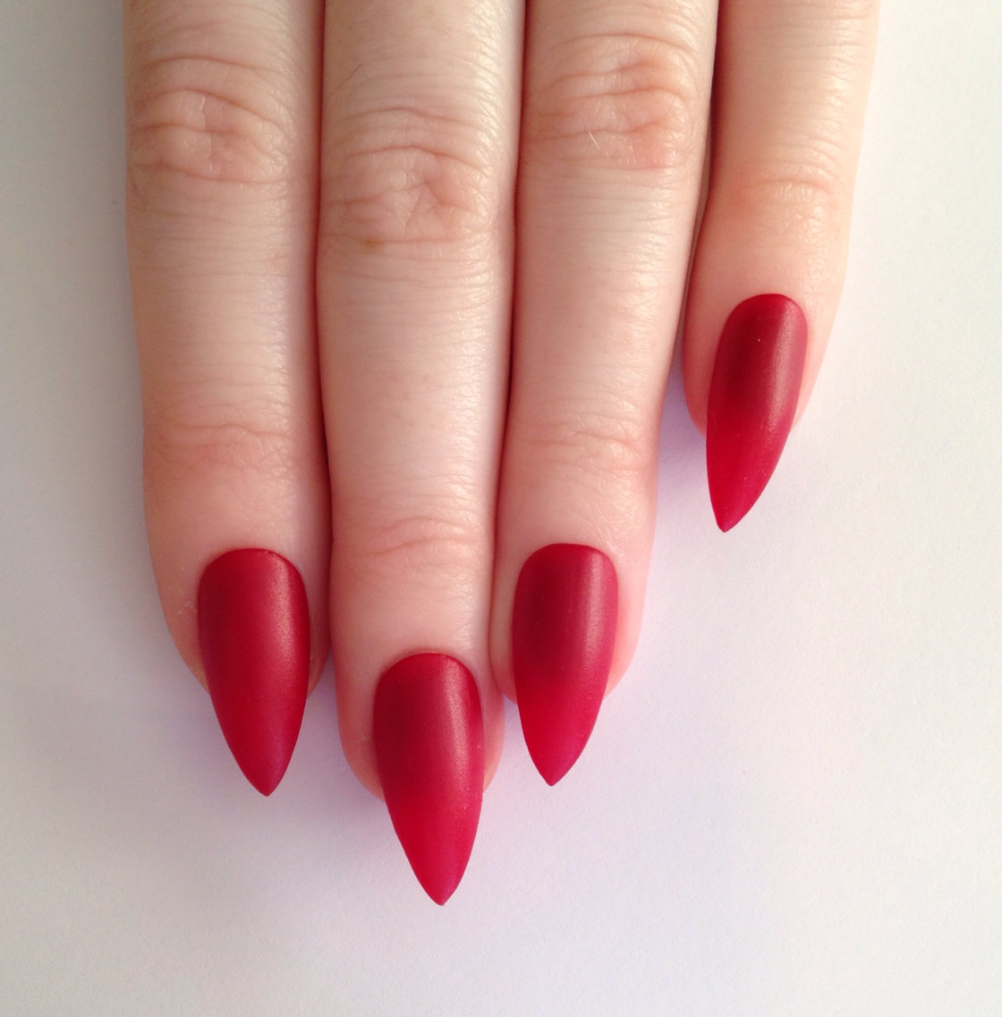 Acrylic Stiletto Nails Red Matte