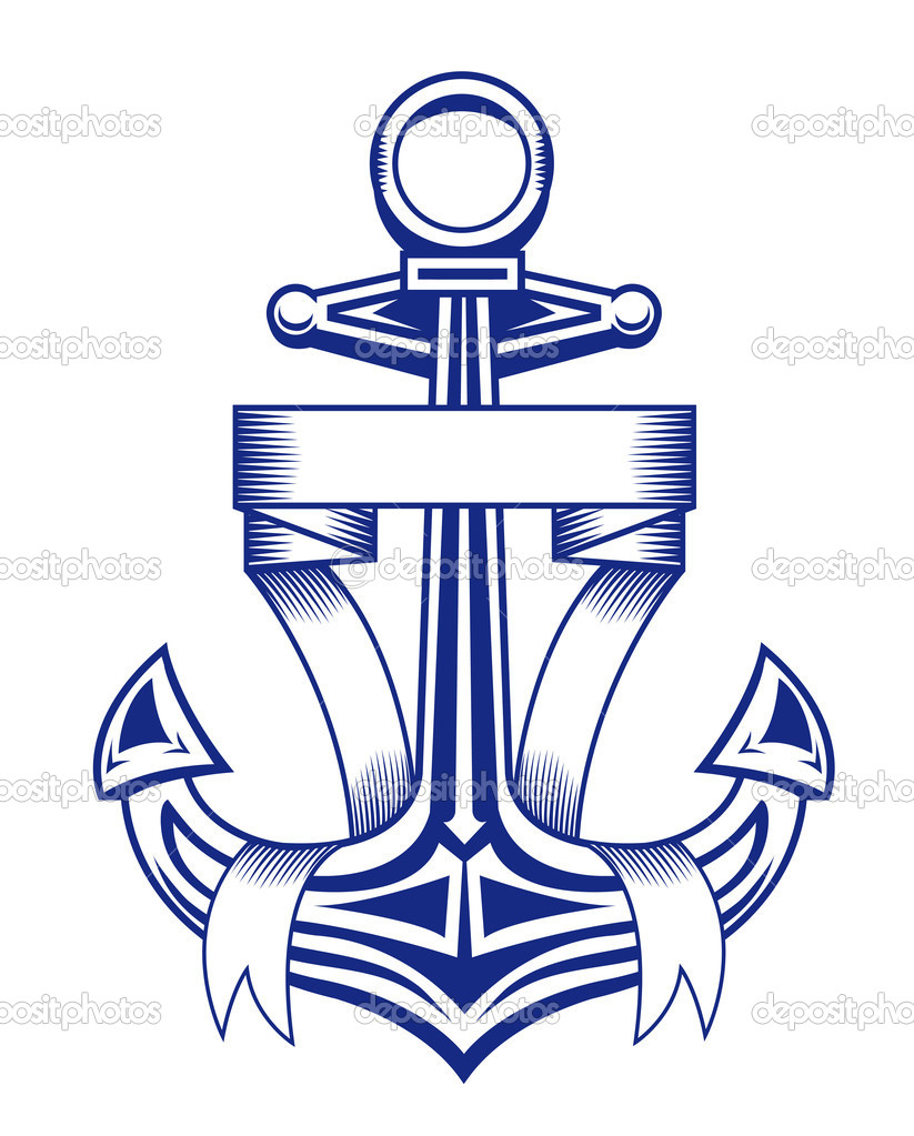 Anchor with Ribbon Clip Art