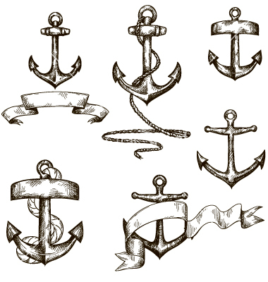 Anchor with Ribbon Drawing