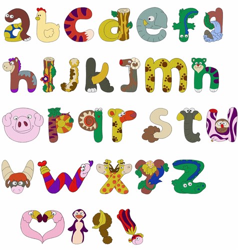 Animal Letters Alphabet Font Embroidery Designs