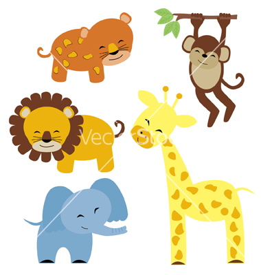 Baby Safari Animals Vector